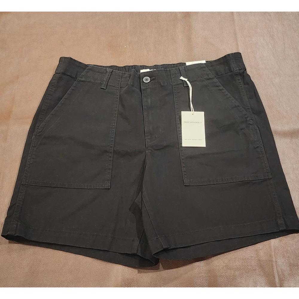 Free Assembly Womens Black Utility Shorts Cotton Stretch Size L NWT - Picture 2 of 6